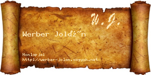 Werber Jolán névjegykártya